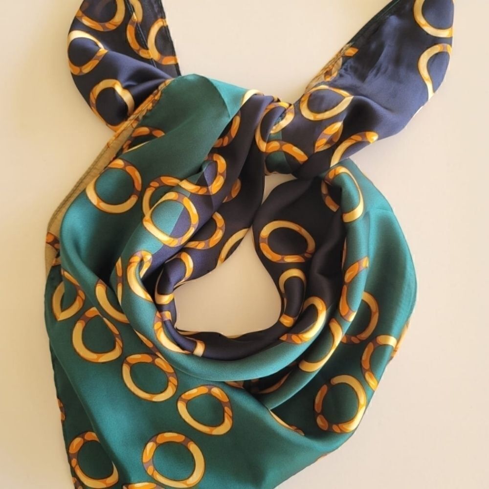 Women Satin Silky Square Neck Scarf - Picture 7 of 10